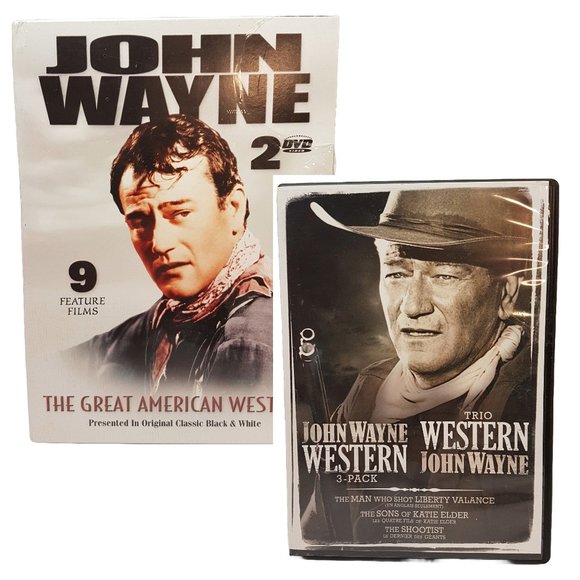 Set of 2 Vintage John Wayne DVD Movie Collections American Westerns 12 Films NIB - Picture 1 of 15
